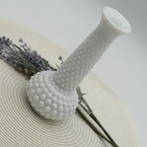Vintage EO Brody Co White Milk Glass Hobnail Bud Vase M2000 Cleveland Ohio 6.25"